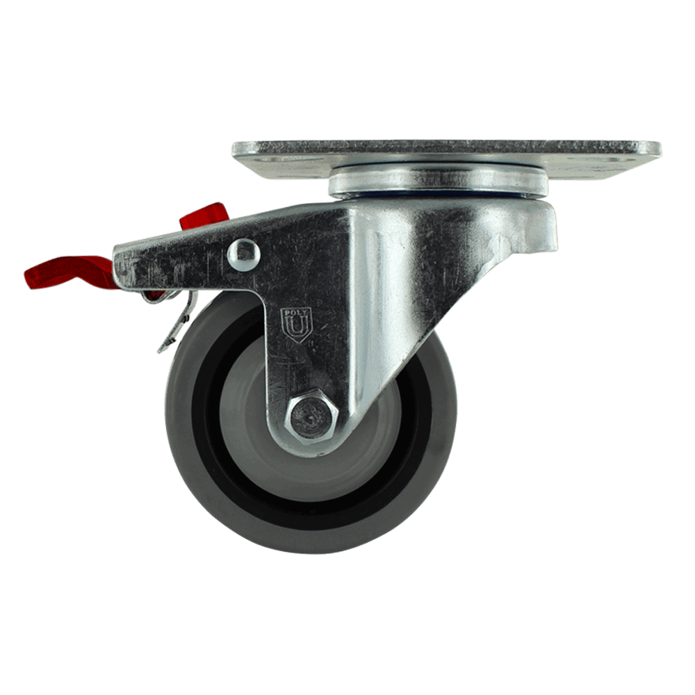 Wheel caster for industrial applications with durable metal frame.
