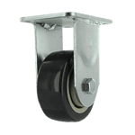 Heavy duty caster wheel with metal mounting plate and durable black wheel for industrial application.