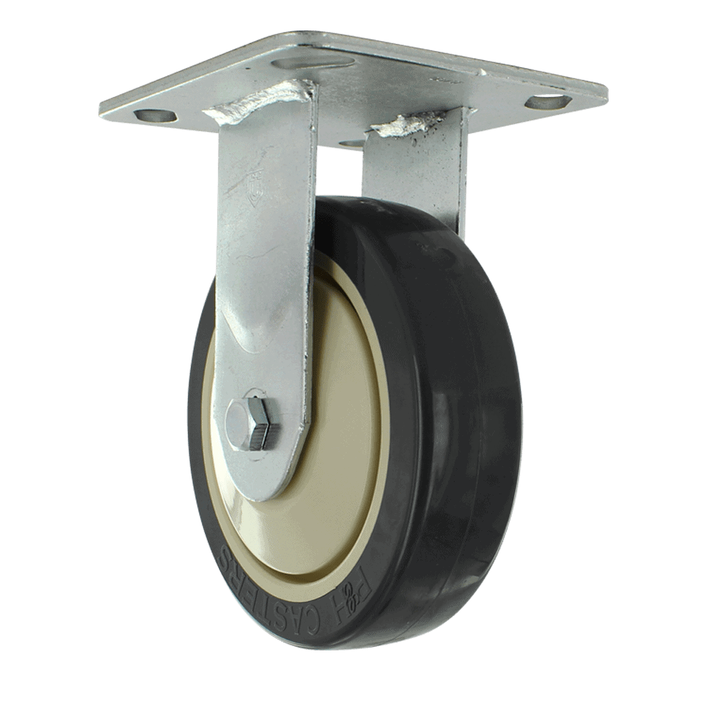 Duty industrial caster wheel with metal mounting plate and durable rubber tire. Ideal for carts, tro.