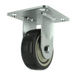 Heavy-duty caster wheel with metal mounting plate for industrial use.
