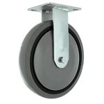 Industrial caster wheel with durable rubber tire and metal mounting plate.