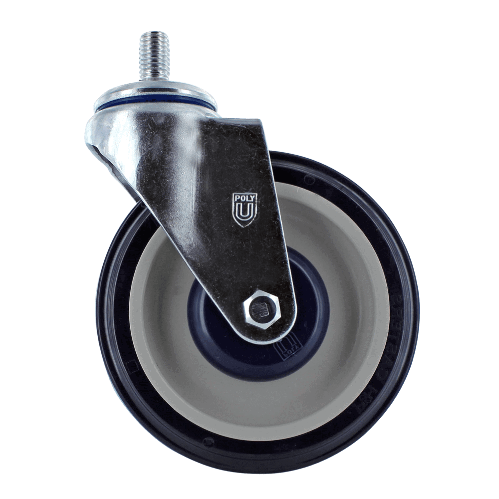 Polyurethane caster wheel for industrial applications.
