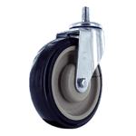 Heavy duty caster wheel with durable rubber tire and metal mounting plate for industrial application.