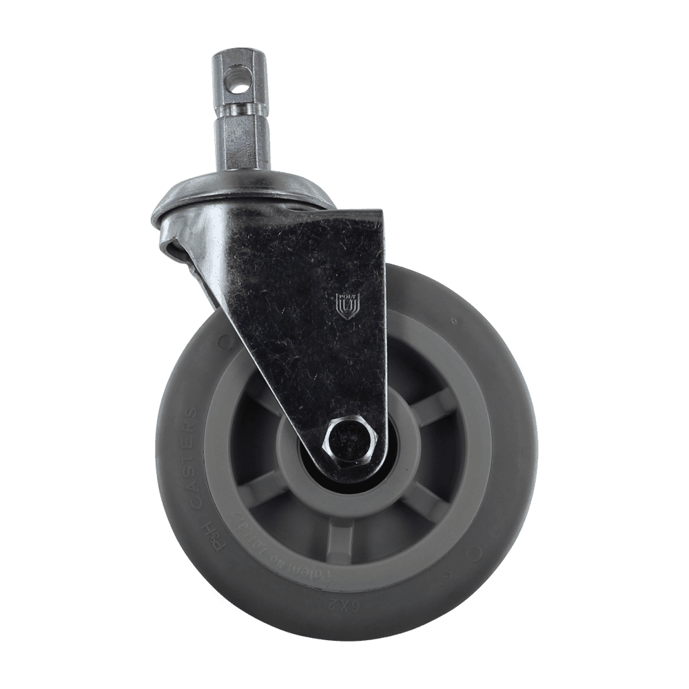 Industrial caster wheel for heavy loads and machinery.