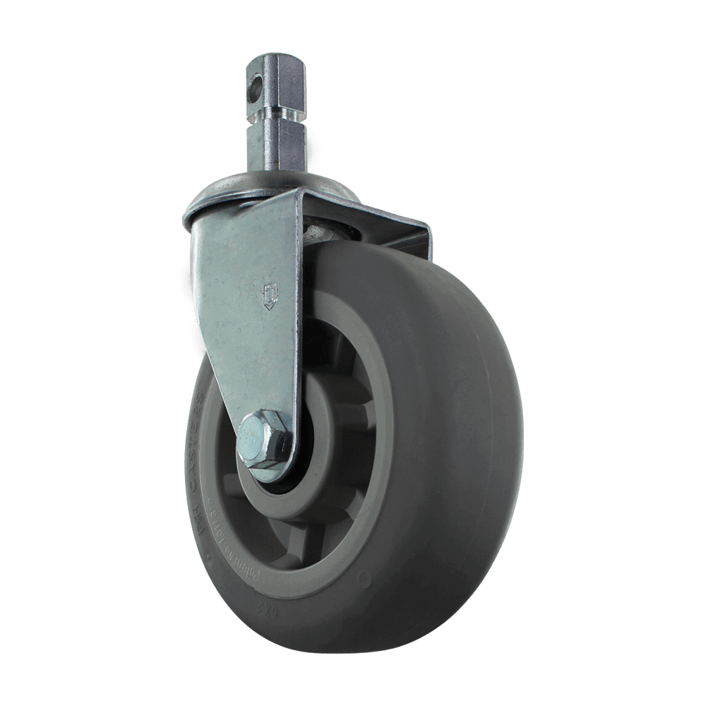 Duty caster wheel for industrial equipment.