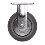 Industrial caster wheel with durable rubber tire and metal mounting plate.