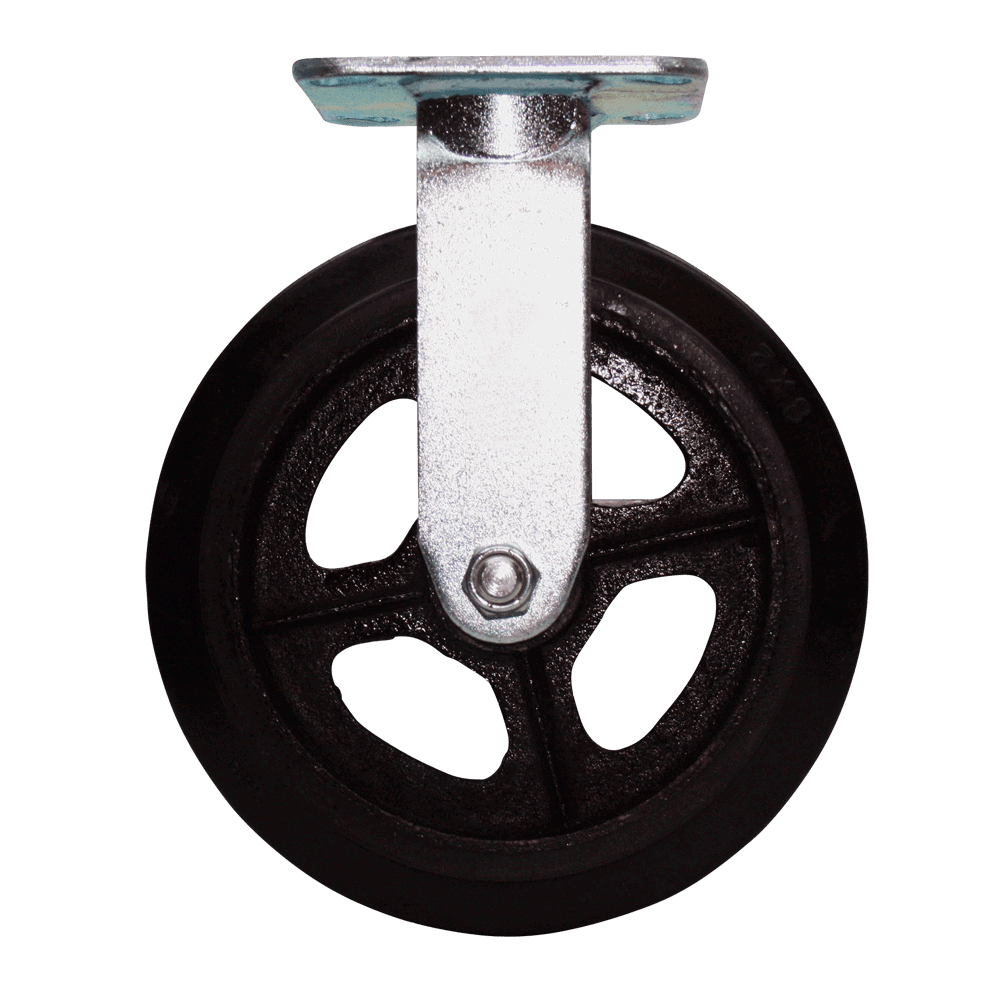 Quality industrial caster wheel with durable black rubber tire and metal mounting plate.