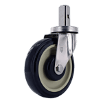Industrial caster wheel with durable polyurethane tread and metal mounting plate.