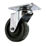 Industrial wheel caster with metal mounting plate for heavy-duty equipment.