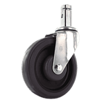 Industrial caster wheel with durable rubber tire and metal mounting plate.