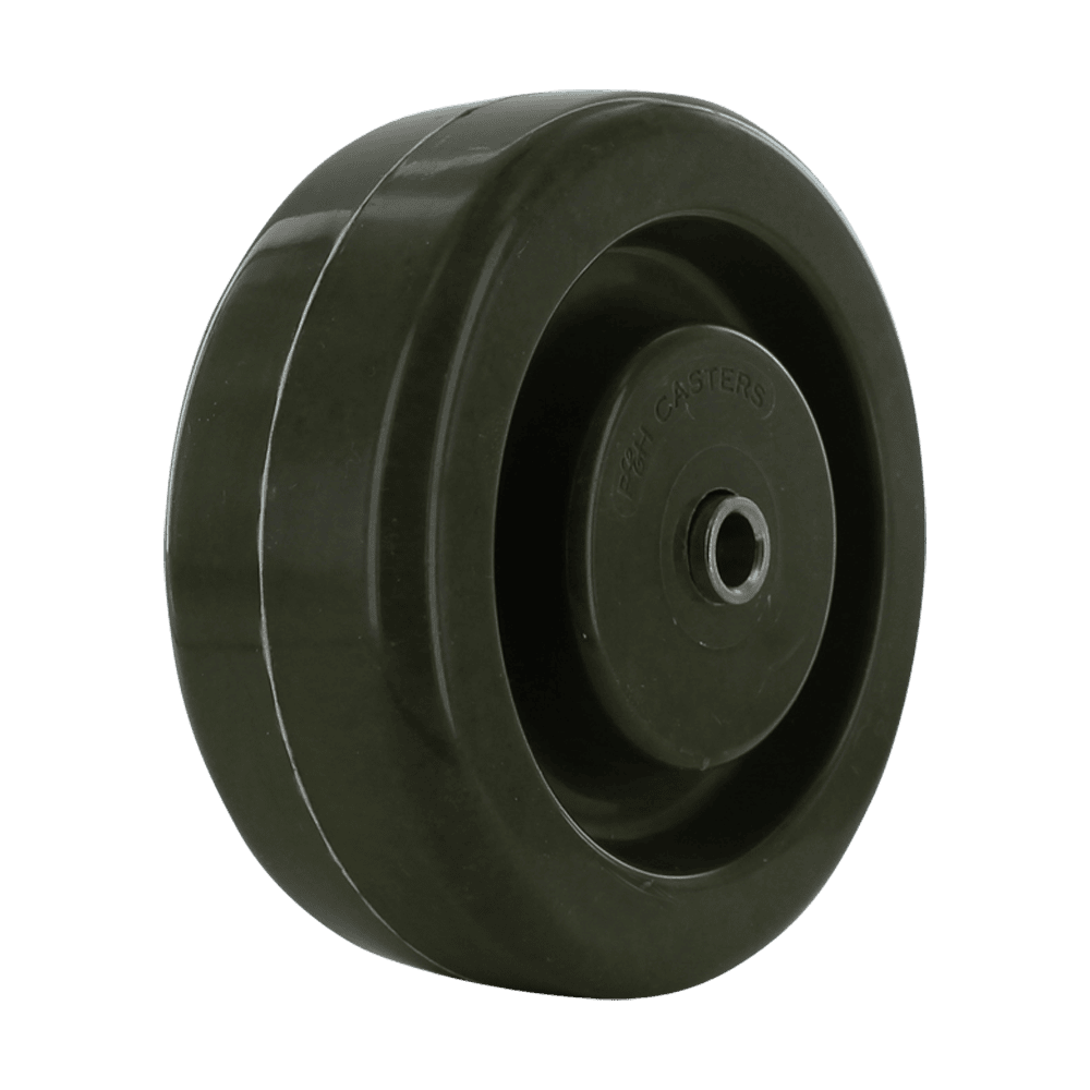 Heavy duty black caster wheel for industrial applications.