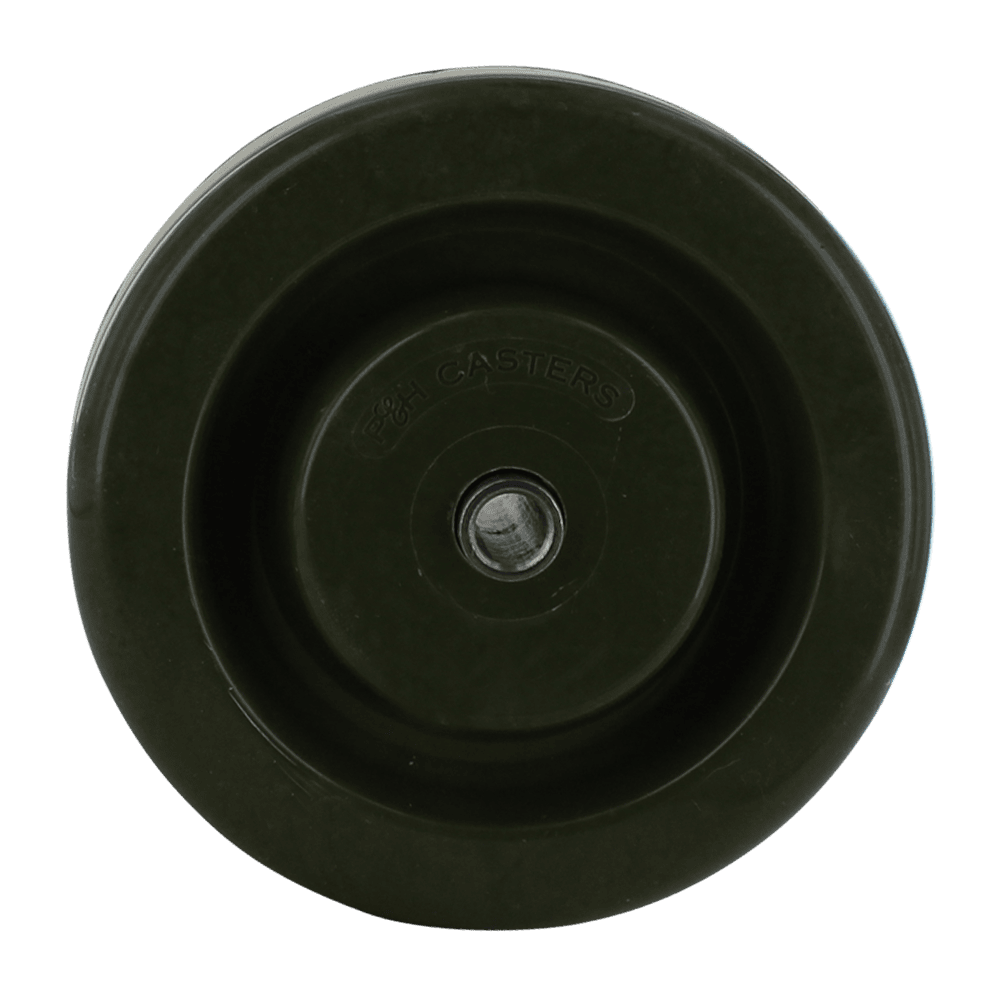 Durable black caster wheel for industrial equipment and furniture.