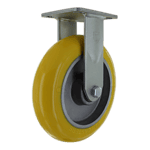 Duty yellow caster wheel for industrial equipment.