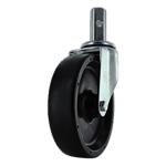 Heavy duty caster wheel with metal mounting plate and durable rubber tire for industrial application.