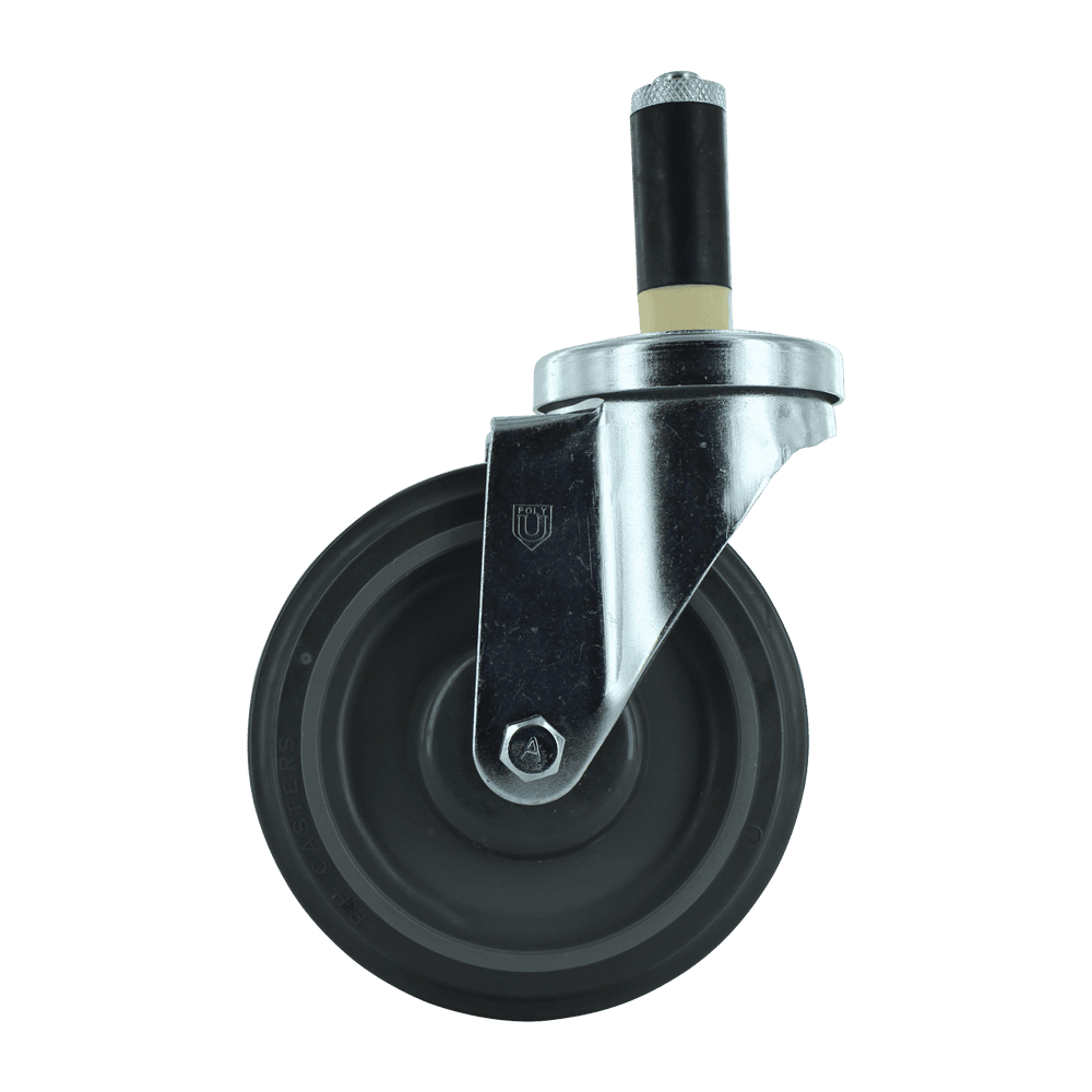 Heavy-duty industrial caster wheel for carts and machinery.