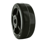 Heavy duty black caster wheel for industrial applications.