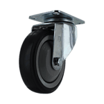 Quality industrial caster wheel with durable rubber tire and metal mounting plate for smooth mobilit.