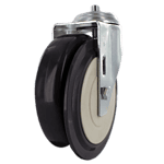 Industrial caster wheel with durable rubber and metal frame for heavy loads.