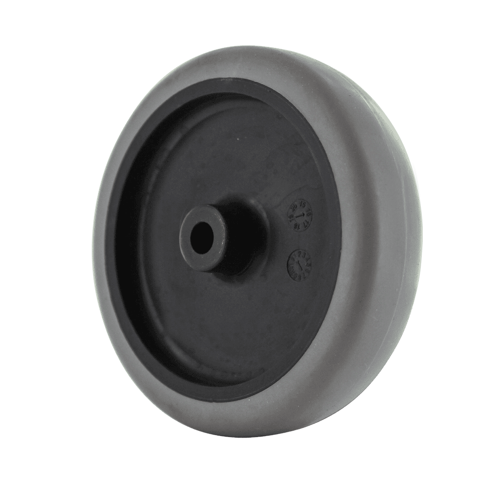 Heavy-duty black caster wheel for industrial applications.