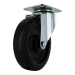 Industrial caster wheel with durable rubber tire and metal mounting plate.