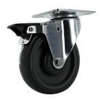 Quality industrial caster wheel with durable metal frame and rubber tire.