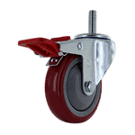 Industrial caster wheel with brake for heavy equipment mobility.
