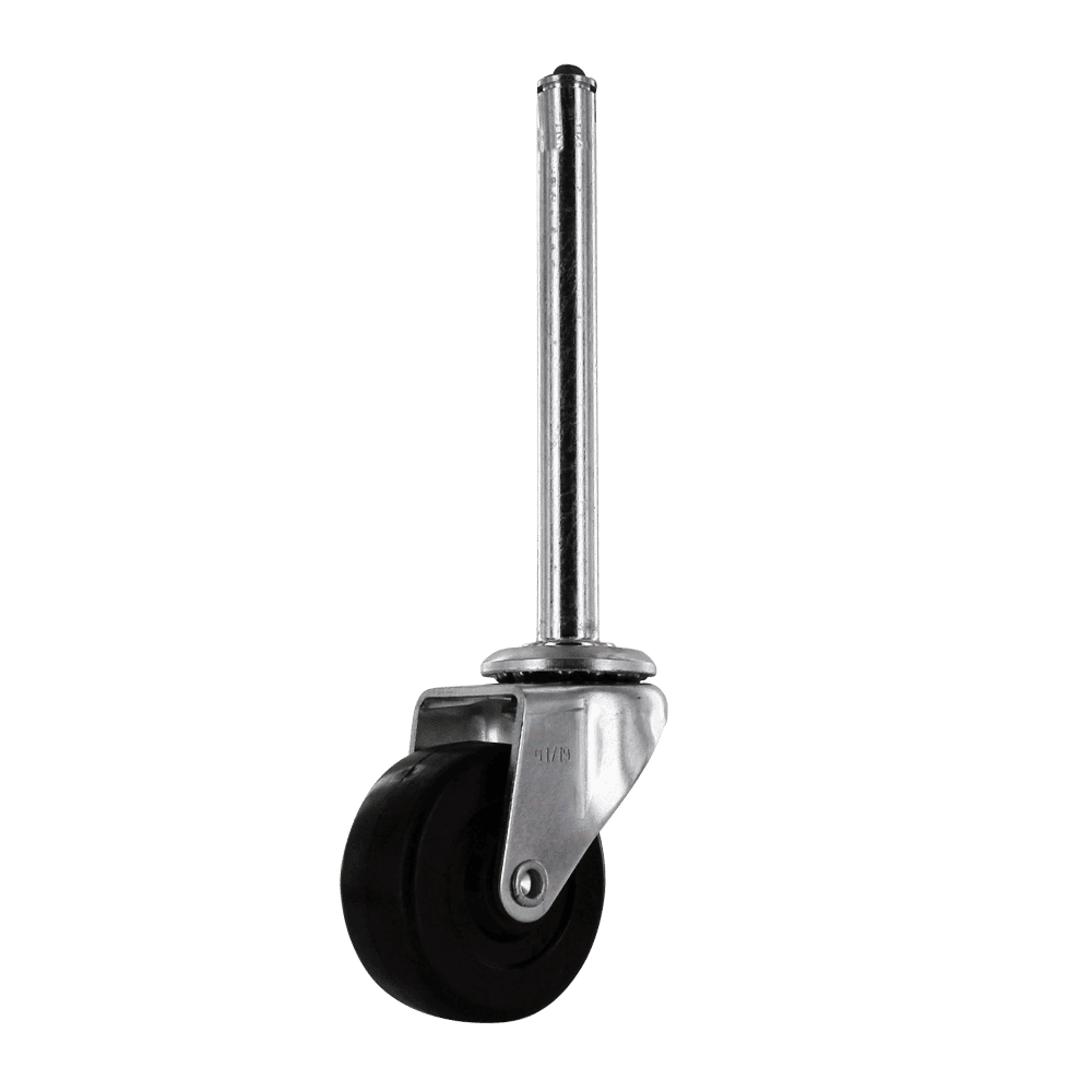 Quality industrial caster wheel with durable rubber tire and metal mounting stem.