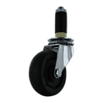 Quality black caster wheel with metal mounting plate and swivel design.