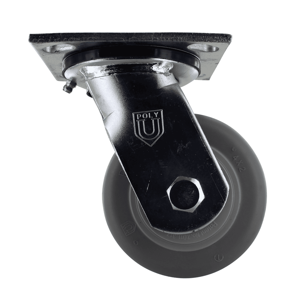 Industrial caster wheel for heavy loads, ideal for carts and machinery.