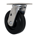 Heavy duty caster wheel with durable rubber tire and metal mounting plate for industrial application.