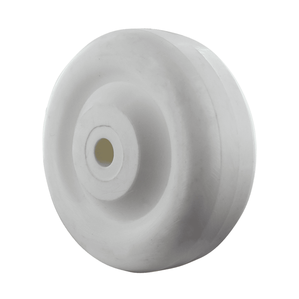White caster wheel for furniture and equipment mobility.