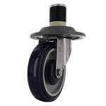 Heavy duty caster wheel with durable rubber tread and metal mounting plate for industrial applicatio.
