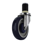 Industrial caster wheel with durable rubber tread and metal mounting plate.