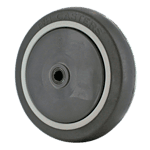 Quality grey caster wheel with durable rubber tire and white hub.