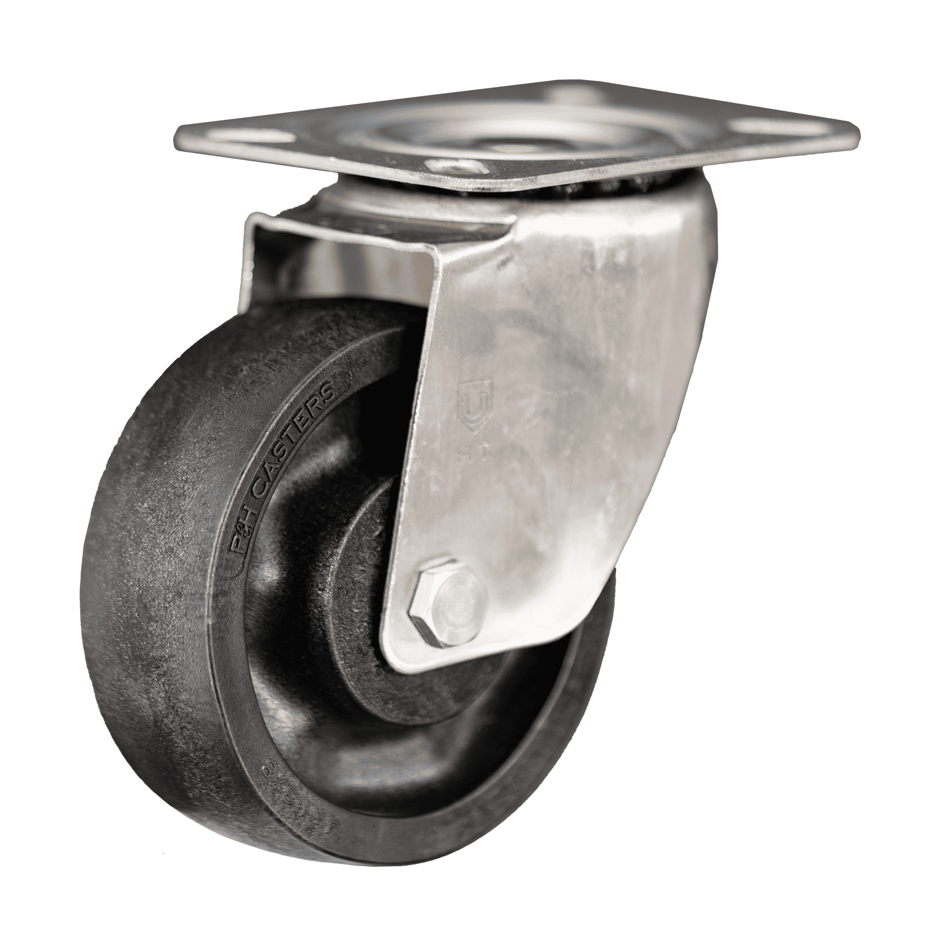 Industrial caster wheel for heavy equipment and machinery.