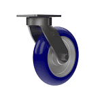 Blue industrial caster wheel with durable construction and swivel design for smooth movement.