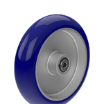 Heavy duty blue caster wheel for industrial applications.