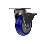 Duty caster wheel with blue wheel and black mounting plate for durable mobility solutions.