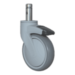 Wheel caster with brake for industrial applications.