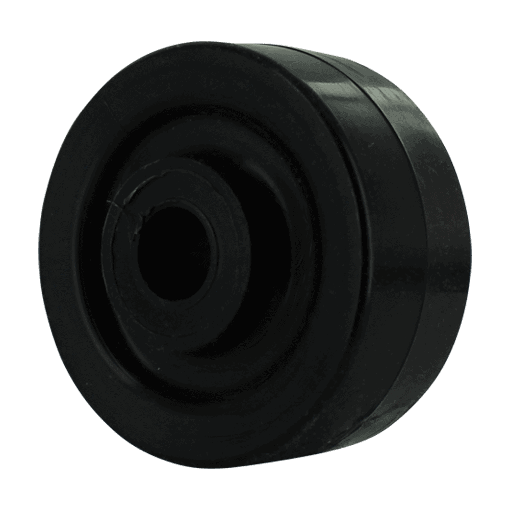 Black industrial caster wheel for machinery and equipment.