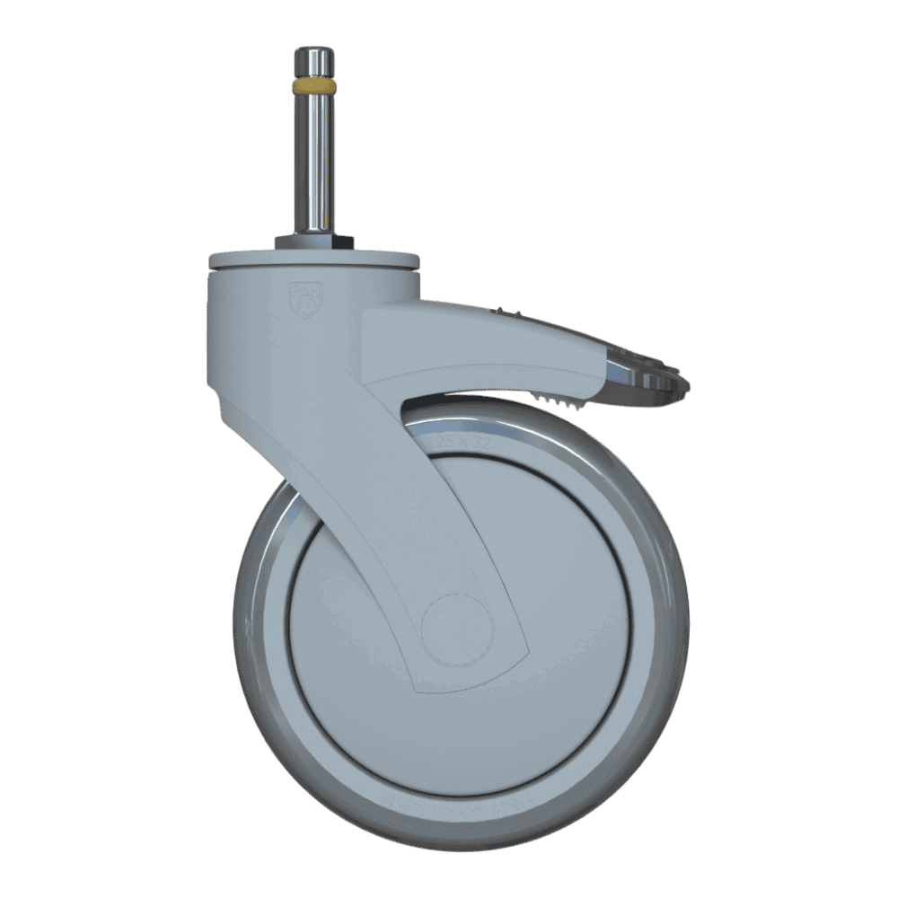 125mm Kinexus swivel caster with TPE wheel and top brake for industrial use.