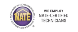 NATE certification logo next to text: "We employ NATE-certified technicians.