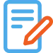 Icon of a blue document with an orange pencil crossing over it diagonally, symbolizing readiness and precision, much like our 24/7 emergency service commitment.