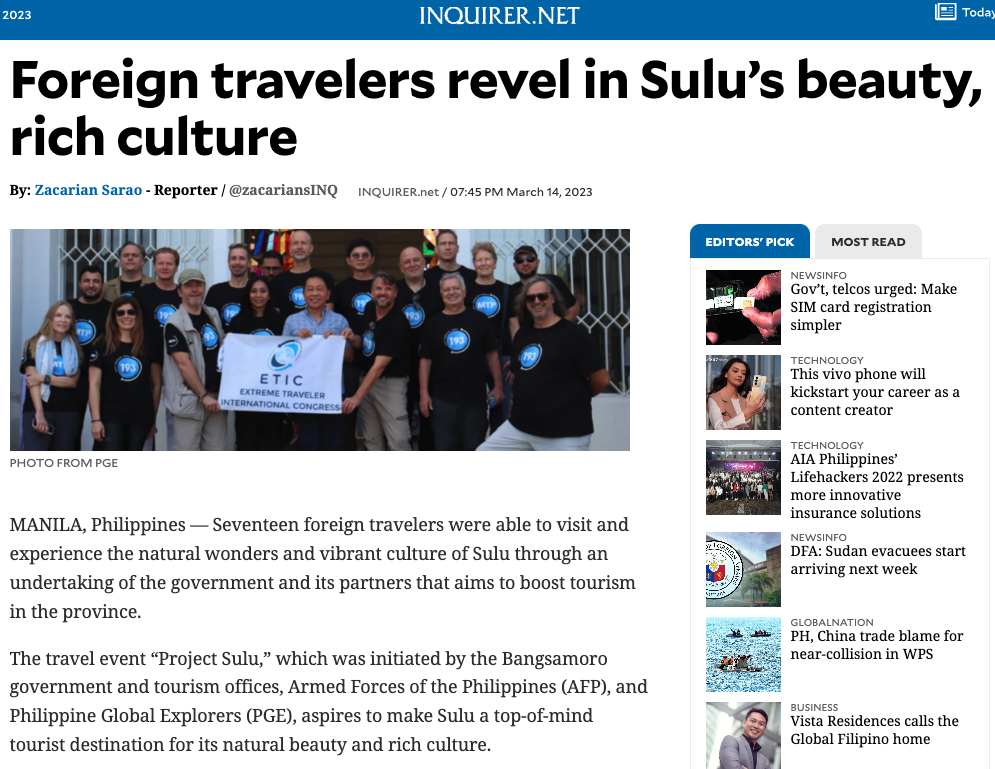 InquirerNet Sulu Trip March 2023