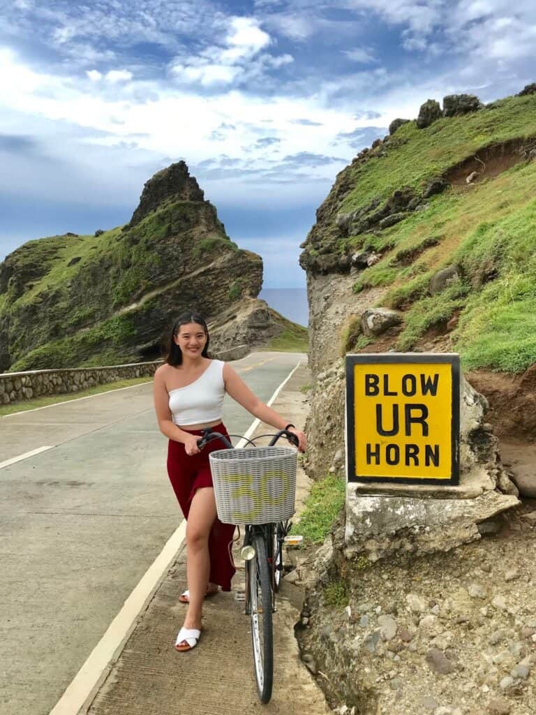 Rachel Bomogao Obo-ob cycling through the scenic roads of Batanes
