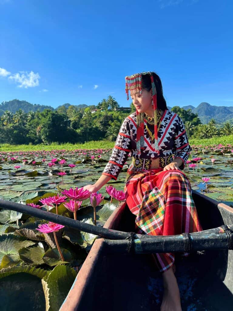 Rachel Bomogao Obo-ob in traditional T’boli attire at Lake Sebu, South Cotabato