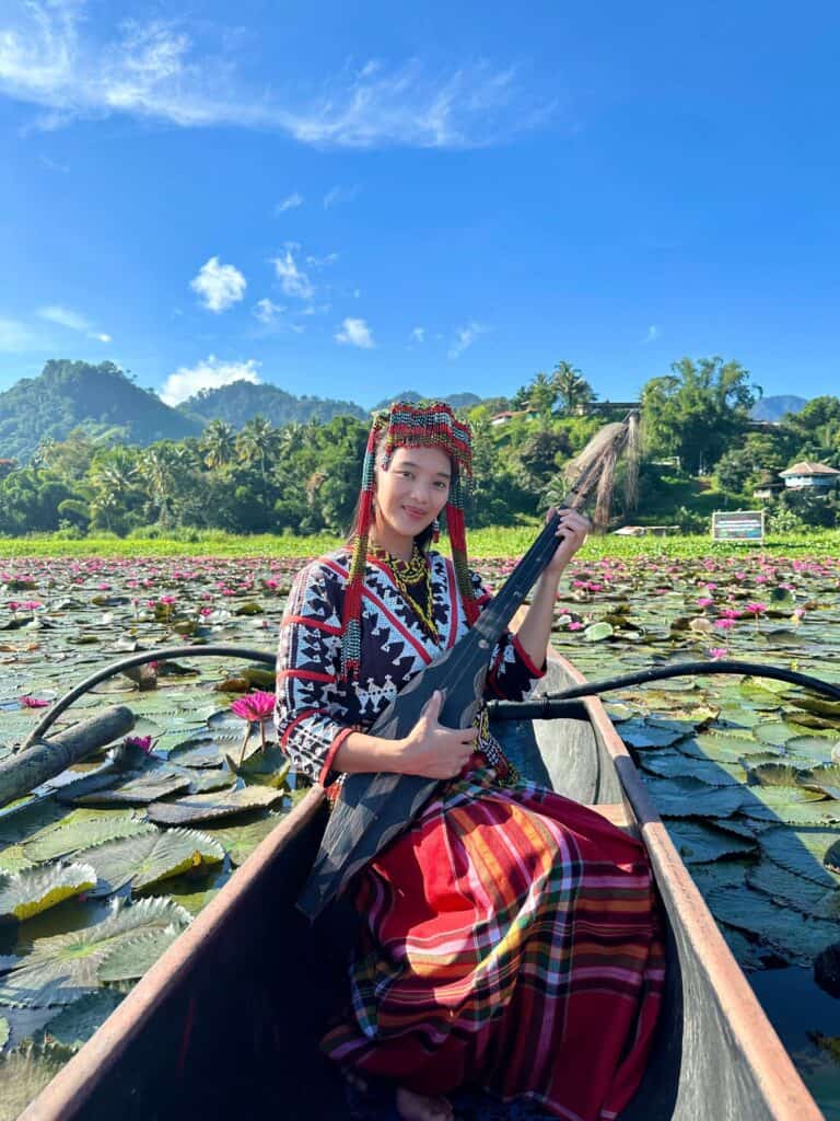 Rachel Bomogao Obo-ob participating in a cultural experience at Lake Sebu, South Cotabato