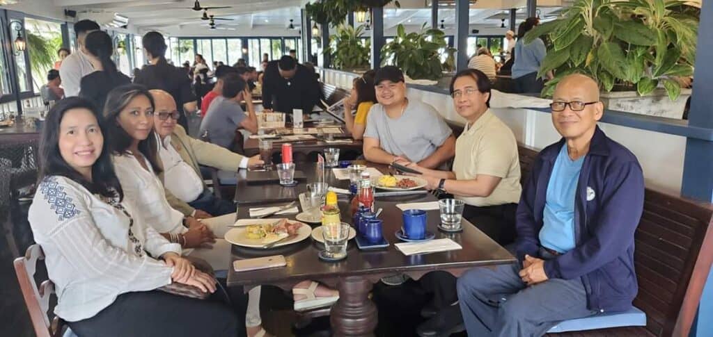 Breakfast meeting at Antonio’s Restaurant in Tagaytay City with Riza Rasco, Dominador Buhain, Rambi Francisco, Dong Rasco, Jr., Felix, and Choy Nolasco.