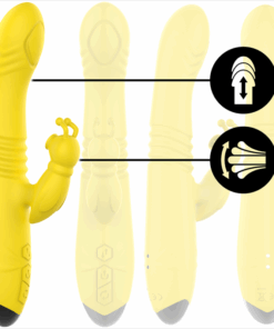 INTENSE – TOKY VIBRADOR MULTIFUNCIÓN RECARGABLE UP & DOWN CON ESTIMULADOR DE CLITORIS AMARILLO - intimamenities.com