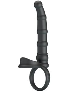 PRETTY LOVE - TATUM ANILLO VIBRADOR PENE CON PLUG 10 VIBRACIONES NEGRO